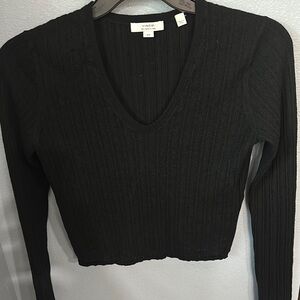 Vince Pointelle Wool-Blend V-Neck Top